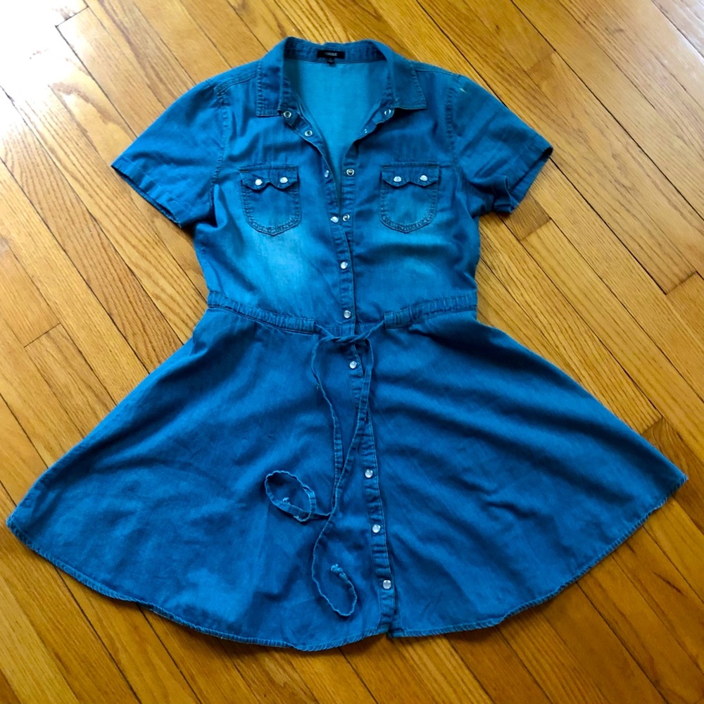 Soft chambray fit n flare dress